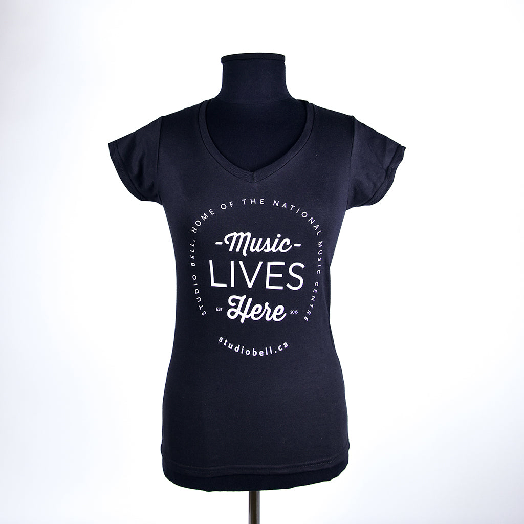 Music Lives Here V-Neck T-Shirt