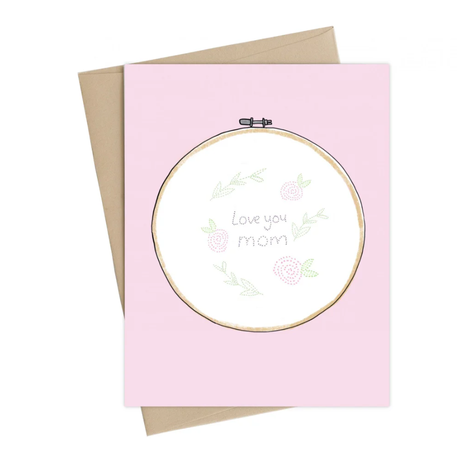 Love You Mom Cross Stitch Card